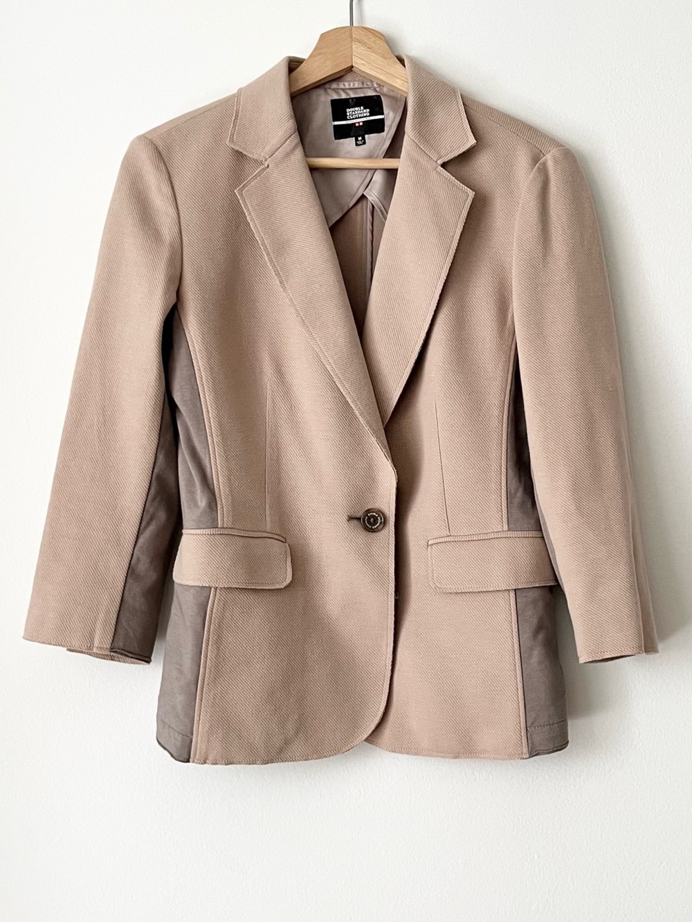 Uniqlo x Double Standard Clothing Women's Mixed Media Blazer Tan Size M Comfy